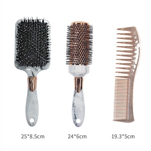 FYD <span class=keywords><strong>Cepillo</strong></span> de masaje profesional de grano de mármol con logotipo personalizado Peine de masaje de plástico <span class=keywords><strong>Cepillo</strong></span> para desenredar rizos para uso de mujeres - Product Image 6