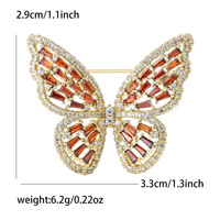 Broche en forme de papillon micro insérée en zircon cubique en laiton plaqué or de luxe pour bijoux pour dames