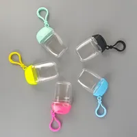 Flacon de désinfectant pour les mains en plastique mini rechargeable de 30 ml, non toxique, écologique, avec porte-clés, anti-fuite, conteneur de liquide de voyage avec clip