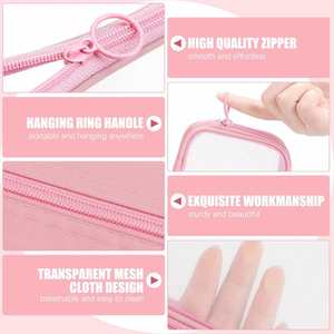 Mesh PVC Cosmetic Makeup <b>Bag</b> Toiletry Pouch with Zipper, Mini Wash <b>Bag</b> <b>Make</b> <b>up</b> Storage Organizer Cosmetic Travel <b>Bag</b> Transparent - Product Image 3