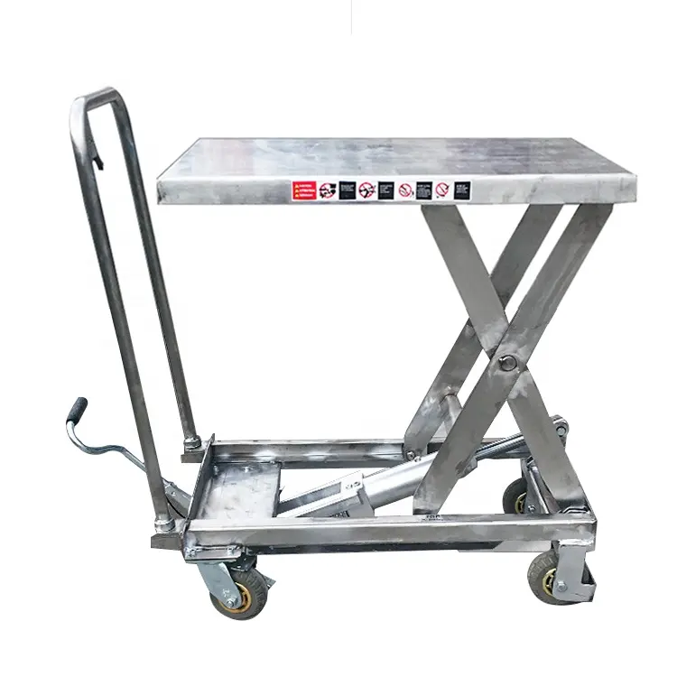 Movable manual hydraulic stainless steel Lifting Platform car lifting cargo mobile small flatbed car