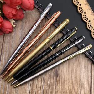 Stylo bille rotatif en métal fin de haute qualité, multicolore, avec logo personnalisé, pour l'école, le bureau et la signature - Product Image 4