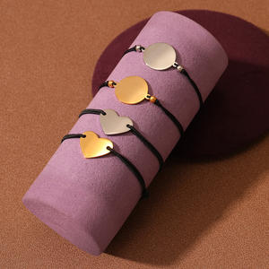 CLBYA118-D Women's Titanium Steel <b>Bracelet</b> Woven Rope Mirror New Fashionable DIY Engraved Heart Stainless Steel Accessories - Product Image 5