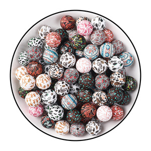 Perles en silicone imprimées léopard en gros, perles focales rondes de 15 mm avec trou de 2 mm pour bracelets, colliers et porte-clés DIY - Product Image 4