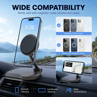 Soporte Magnético Plegable para Teléfono de Coche con Doble Bisagra y Ventosa, Rotación de 360 Grados, Altura Ajustable para Navegación