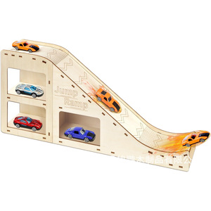 Rampe de rangement pour voitures en bois Jinpeng, 3 étages, rampe de saut pour enfants, présentoir pour voitures de course, jouet éducatif - Product Image 1