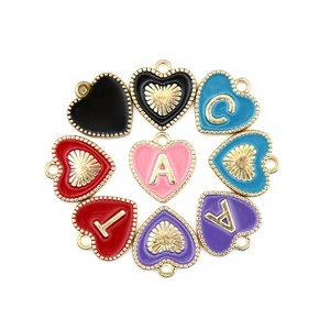 Nouveau Pendentif en Alliage de Zinc Double Face avec Lettres Anglaises en Forme de <span class=keywords><strong>C</strong></span>œur Pêche Vintage et Gouttes d'Huile, Accessoires DIY, 26 Lettres - Product Image 2