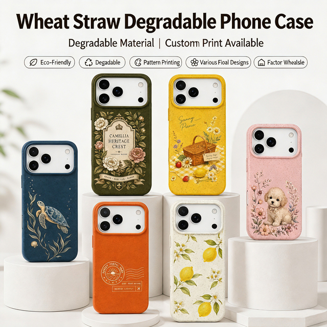Certified Ecological Biodegradable Phone Cover for iPhone 17 16 15 14 13 12 Custom Eco-friendly Case Wheat Straw Also Google XR