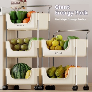 <span class=keywords><strong>Chariot</strong></span> de rangement multifonctionnel moderne en plastique PP à cinq niveaux avec roues en fer, capacité de 6 à 10 L, mobile, pour la maison, la chambre à coucher, le salon - Product Image 2