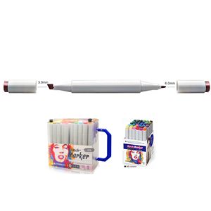 Marqueurs d'esquisse à double pointe Encre à base d'alcool 5mm de largeur d'écriture Marqueurs permanents Ciseau + pointe de balle - Product Image 1