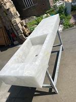 Comptoir de vanité de salle de bains en pierre translucide de luxe Bassin de pierre précieuse en cristal blanc de quartz Bassin de pierre de quartz blanc naturel