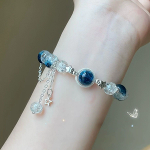 Pulsera <span class=keywords><strong>de</strong></span> Cuentas <span class=keywords><strong>de</strong></span> Vidrio Hecha a Mano con Dije <span class=keywords><strong>de</strong></span> Estrella Brillante, Accesorio <span class=keywords><strong>de</strong></span> <span class=keywords><strong>Moda</strong></span> Ajustable, Uso Diario Moderno N910261 - Product Image 4