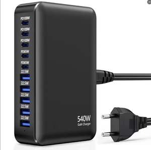 Station de charge <span class=keywords><strong>USB</strong></span> C GaN 540W à 10 ports, chargeur rapide PD 100W, hub de charge de bureau QC3.0 pour Steam Deck, compacte, idéale pour les voyages et le bureau - Product Image 6