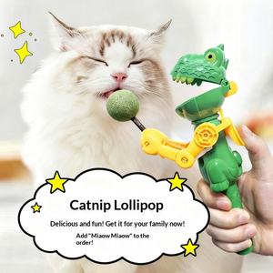 Jouet interactif pour chat en forme de dinosaure à <span class=keywords><strong>la</strong></span> menthe, sucette, <span class=keywords><strong>robot</strong></span>, pour stimuler le développement intellectuel et apaiser, jouet extensible pour manger le sucre - Product Image 4