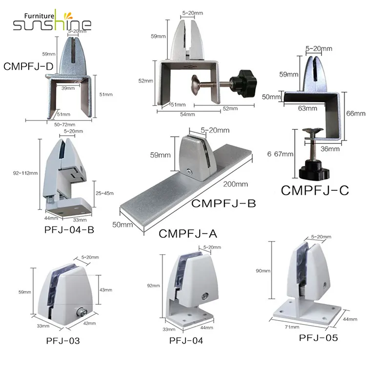 파티션 클램프 알루미늄 합금 시리즈 브래킷 클램프 책상 테이블 파티션 클립 개인 정보 보호 선반 분배기