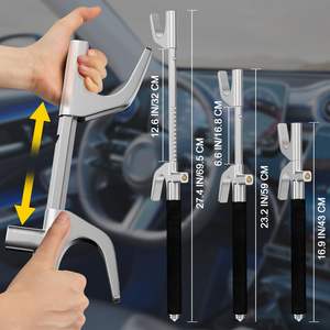 Serrure de <span class=keywords><strong>volant</strong></span> de voiture <span class=keywords><strong>antivol</strong></span> à 3 touches avec poignée télescopique Pédale en acier Dispositif de sécurité pour voiture - Product Image 3
