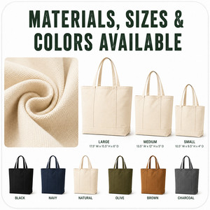 Sacs fourre-tout en toile avec logo personnalisé, réutilisables pour les courses, la plage, vente en gros, plusieurs couleurs et tailles - Product Image 2
