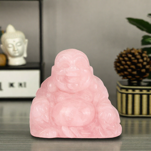 Statues <span class=keywords><strong>de</strong></span> <span class=keywords><strong>Bouddha</strong></span> en <span class=keywords><strong>pierre</strong></span> <span class=keywords><strong>de</strong></span> <span class=keywords><strong>lave</strong></span> naturelle sculptée, style Feng Shui, en quartz rose, pour décoration intérieure et cadeau, livraison rapide, à faire soi-même - Product Image 2