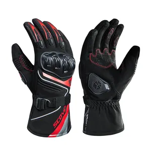 Nuevos guantes de invierno SCOYCO para motocicleta, impermeables, cálidos, guantes de dedo completo, protección de carcasa de PVC, guante de montar con pantalla táctil