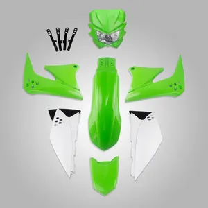 Kit de carenagem de plástico abs 7 peças, para-choque, conjunto de farol kawasaki klx 150