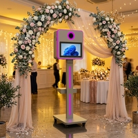 Photomaton à cadre métallique 9:16, ordinateur tout-en-un, photomaton de fête, photomaton de mariage avec lumières RGB et boîte volante