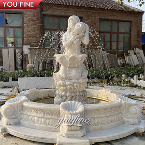 Fontaine <span class=keywords><strong>d</strong></span>'<span class=keywords><strong>eau</strong></span> classique YOUFINE en marbre sculpté à la main avec une sirène tenant une coquille pour jardin de villa - Product Image 2