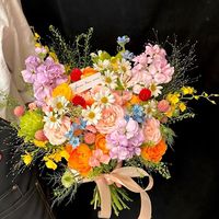 Nieuwe collectie Panda PD-WD006 Traditionele elegante kleur Bos Kunstmatige bruidshandboeket Kleurrijke bloemen Bruiloft Verloving