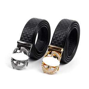 حزام رجالي من الجلد الطبيعي بتصميم مميز مع إبزيم مزدوج على شكل حرف G، مصنوع من جلد البقر الأصلي للرجال - Product Image 3