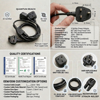 Rallonge électrique certifiée UKCA BS1363, type Y, 13A 3250W, 2 prises, câble britannique pour appareils ménagers, cuisine, PC