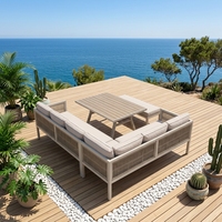 Table à manger en aluminium BHR pour 7 personnes, ensemble de canapés d'extérieur, ensemble de meubles de jardin, tables à manger, bancs, canapé d'angle modulable
