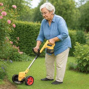 Désherbeur sans fil électrique à <span class=keywords><strong>batterie</strong></span> avec roues, tondeuse à gazon, taille-bordures, débroussailleuse, outil de désherbage pour pelouse et jardin - Product Image 6