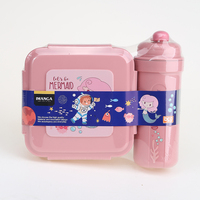 Ensemble boîte à lunch et gourde pour enfants d'âge scolaire, ensemble de déjeuner pour étudiants avec vaisselle, boîte à lunch bento pour enfants avec ensemble de gobelets