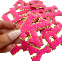 Patchs thermocollants en tissu chenille brodée, autocollants 3D en forme de cœur et de fleur, avec 26 lettres de l'alphabet, en PVC, pour la confection de vêtements