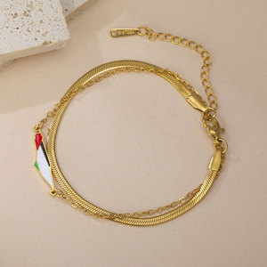 ขายส่งกำไลข้อมือแฟชั่นสแตนเลส 316L ชุบทอง 14k 18k ลายแผนที่ปาเลสไตน์ กำไลปรับขนาดได้สำหรับผู้หญิง - Product Image 3
