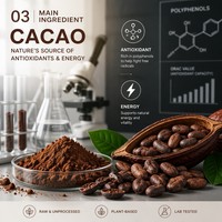 Poudre de cacao sauvage naturelle non transformée de qualité alimentaire FVP-41 100% pure non sucrée avec anthocyanes en conteneur/bouteille/fût en plastique
