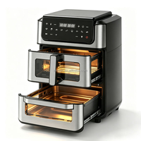 Friteuse à air ANWELL entièrement métallique, intelligente, électrique, numérique, en acier inoxydable, avec double chauffage supérieur et inférieur