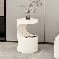 Microlite Table basse de luxe style italien Petite table basse minimaliste pour salon Rangement latéral Panneau en bois Meubles de maison Éclairage