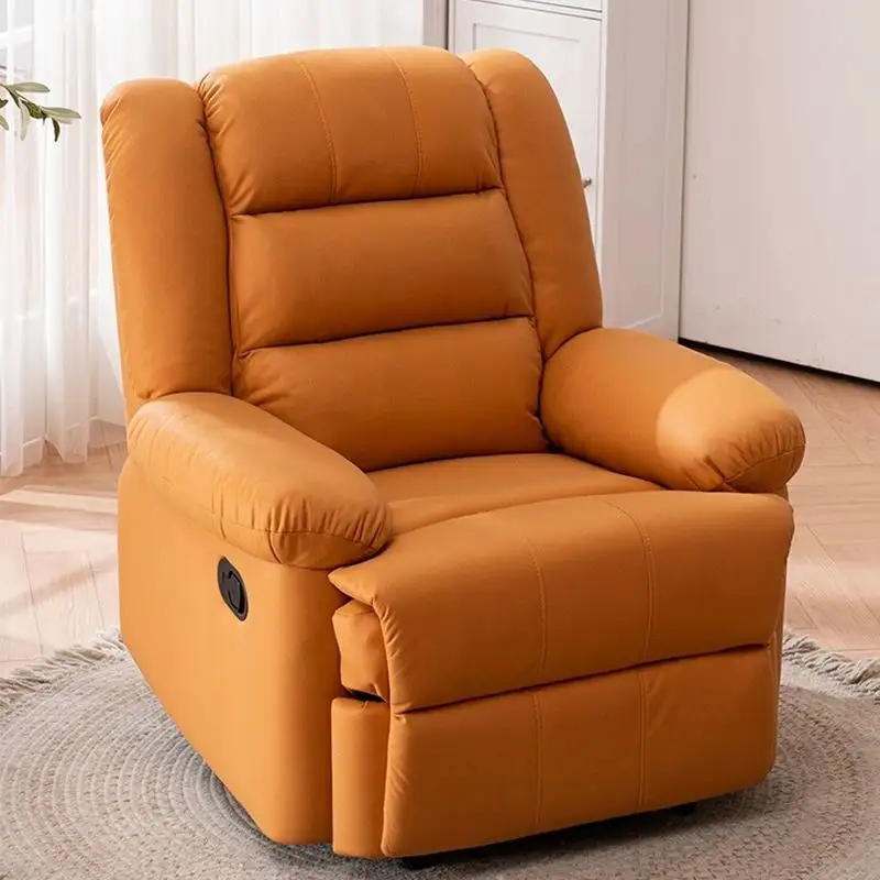 Wholesale custom Leather Recliner Sofa Massage Chair orange color nail salon sofa