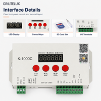 Controlador LED RGB RGBW K-1000C DC5-24V 2048 Píxeles Puerto Único Corrección de Gama Programable con Tarjeta SD para Pantallas de Píxeles Personalizadas