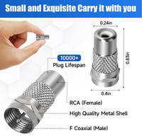 Konektor Tipe F ke RCA RCA Female ke F Plug Coaxial Male RF Video TV Adapter Coupler Konverter Paduan Seng