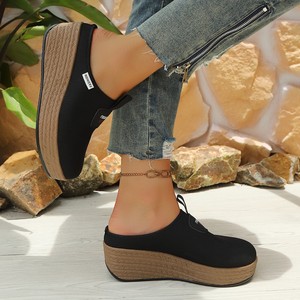 Women Classic Fashion Chunky Sole Lightweight Durable Sports Shoes Breathable <b>Canvas</b> Mesh Comfortable Casual Walking Slip-On - Product Image 4
