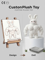 Peluche personnalisée OEM en gros, lapin musclé amusant, jouet en peluche, animal en peluche, jouet promotionnel, figurine en peluche en polyester