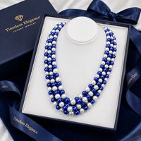 Chaîne de perles acryliques blanches et bleu roi, design grec tendance, pour femmes afro-américaines de la sororité Zeta Phi Beta, cadeau statement