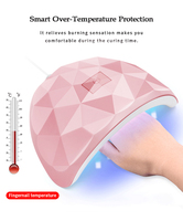 Lampe à ongles UV LED USB 36W rose à texture facetée, sécheuse pour vernis gel, design mignon pour la maison et le salon