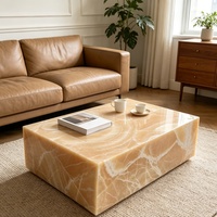 Table basse en onyx vert, meubles de salon de luxe en pierre naturelle, table centrale rectangulaire en marbre poli pour maison moderne
