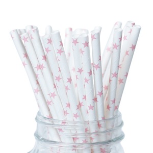 Pink Gold <b>Pattern</b> <b>Paper</b> Straws 200pcs Biodegradable Party Decoration Straight Pipe - Product Image 5
