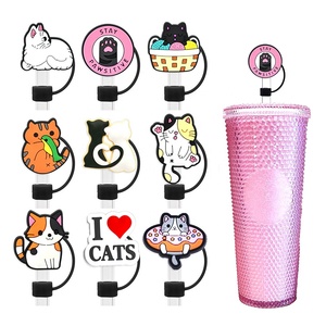 Vaso de silicona de 8mm al por mayor <span class=keywords><strong>Cheshire</strong></span> Tabby realista gato paja Topper - Product Image 1