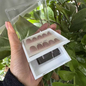 Boîte double couche de luxe 30 pièces – Faux ongles œil de chat à presser, <span class=keywords><strong>en</strong></span> acrylique premium, faits main, style français - Product Image 2