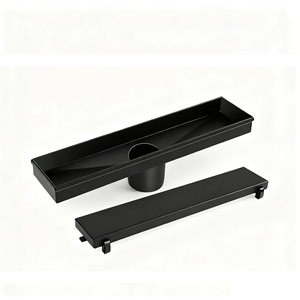 ניקוז ליניארי למקלחת בגודל 12 אינץ' בצבע שחור מט, פאנל 2 ב-1 עם מסנן שיער - Product Image 2