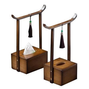 Caja de pañuelos de estilo retro para mesa de centro, estante de bambú de estilo antiguo chino para sala de estar, de madera, para escritorio comercial. - Product Image 5